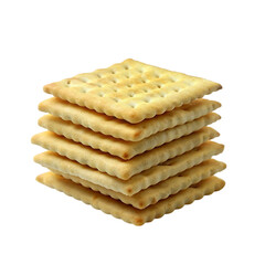 Stack of saltine crackers isolated on transparent background