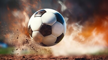Fototapeta premium A football is played at great speed in the stadium