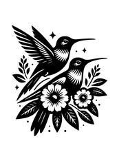 Fototapeta premium Flower Birds Svg, Hummingbird Flower, Flower Birds Svg, Hummingbird Flowers, Flower Birds Svg, Birds Animals Svg