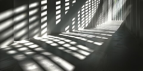 Obraz premium Soft morning light casting geometric shadows in a minimalist space
