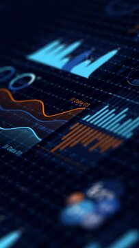 Moving array of stock market abstract infographics.