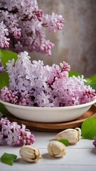 Fototapeta na wymiar A bouquet of lilacs in a beautiful vase.