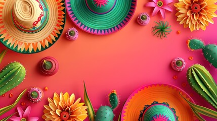 Beautiful Cinco de mayo holiday background made from maracas mexican blanket stripes or poncho - obrazy, fototapety, plakaty