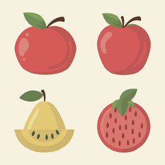 vector flat fruit collection