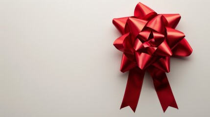 Red gift bow on white background. Gift wrapping ribbon