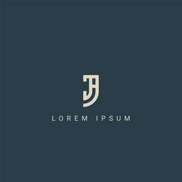 Minimal creative initial based JA logo and AJ logo. Letter JA AJ creative elegant monogram white color on black background