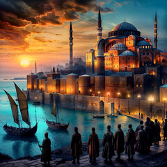 Naklejka premium city of Istanbul - May 29, 1453 AD