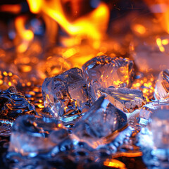 Ice and fire. Bright concept of contrasting opposites