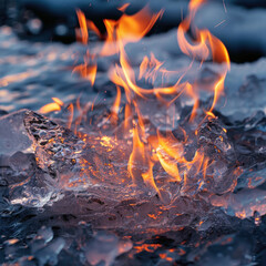 Ice and fire. Bright concept of contrasting opposites