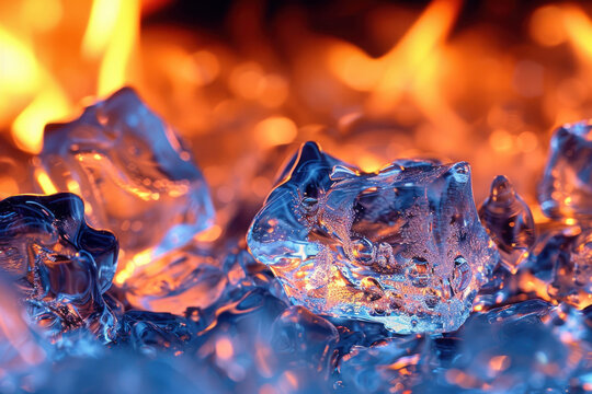 Ice and fire. Bright concept of contrasting opposites