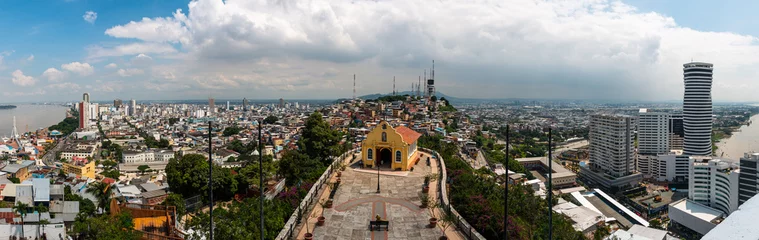 Foto auf Acrylglas Cerro Torre Panorámica de la iglesia de Cerro Santa Ana, Guayaquil, Ecuador