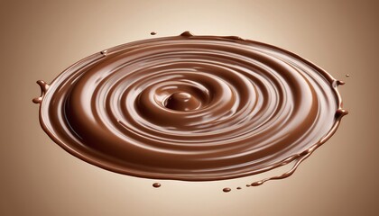 Fototapeta na wymiar 3d milk chocolate ripple whirlpool splash isolated on brown background