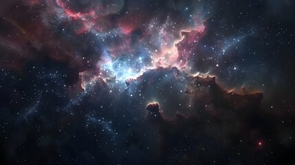 Interstellar Symphony: A Vivid Cosmic Nebula in Deep Space - obrazy, fototapety, plakaty