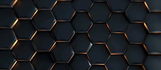 Elegant hexagonal pattern with gold edges illuminating dark textured surfaces - a modern and luxurious backdrop