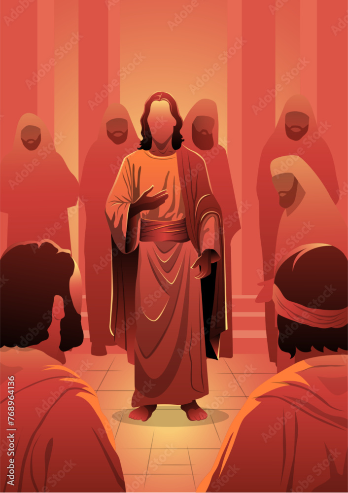 Wall mural young jesus teaches in the temple vector illustration - Wall murals
