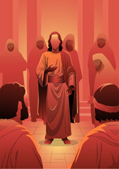 Young Jesus teaches in the temple vector illustration