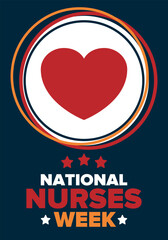 National Nurses Week. Thank you nurses. Medical and health care concept. Fighters against viruses and diseases. In honour of the doctors. Celebrated annual in United States. Vector illustration poster