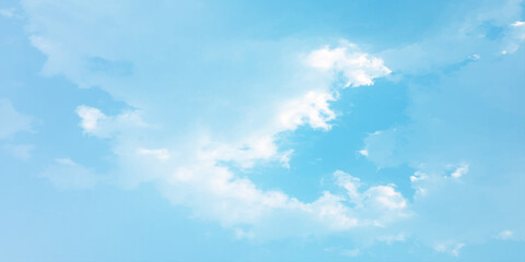 sunny sky blue light watercolor background. Aquarelle painting brush effect card paper textured canvas cloudy smoke space for text, entertaining card, template. aquamarine color graphics illustration