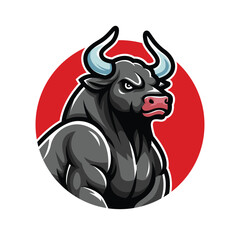 Buffalo vector mascot, bull cartoon illustration.