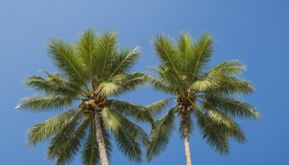 Fototapeta na wymiar Coconut tree with blue sky and copy space