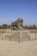 Lion of Babylon in Iraq 2600 years ago with blue sky