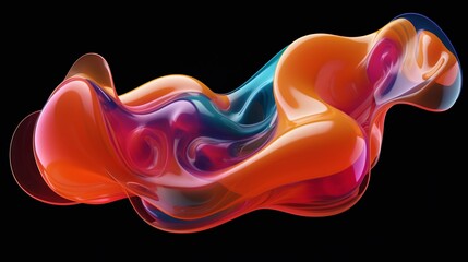 Obraz premium Gradient colorful abstract glossy wave element in dark background
