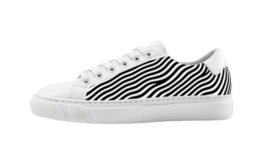 White Sneakers with Stripes,PNG Image, isolated on Transparent background.