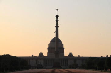 Delhi Presidential Palace at sunset, India