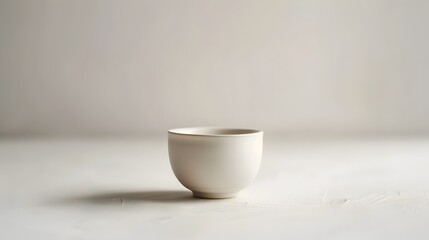 Minimalist Porcelain Teacup Basks in Solitude on White Background - obrazy, fototapety, plakaty