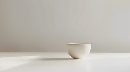 Fototapeta na wymiar Minimalist Porcelain Teacup Basks in Studio Light Highlighting Its Exquisite Form and Texture