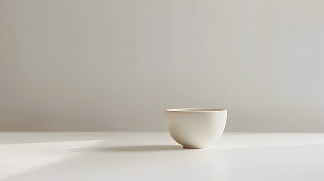 Minimalist Porcelain Teacup Basks in Studio Light Highlighting Its Exquisite Form and Texture