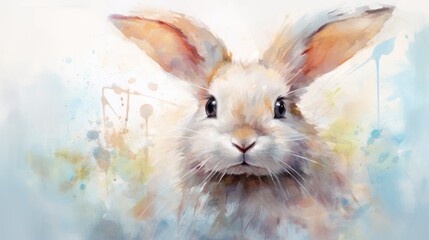 Pastel watercolor art of a serene Easter bunny