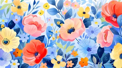 Hand-Painted Floral Background Revealing a Tale through Every Stroke