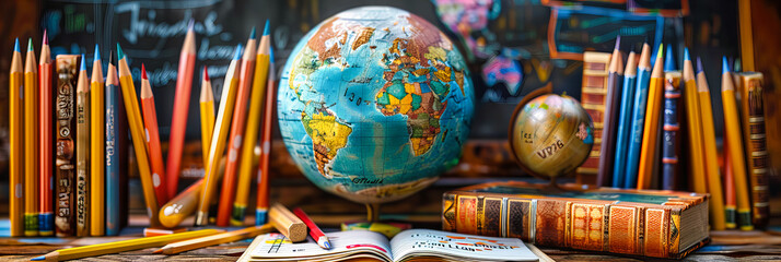 A Globe Amongst Books: A Symbol of the Vast World of Knowledge Awaiting Exploration in the Realms of Education and Literature