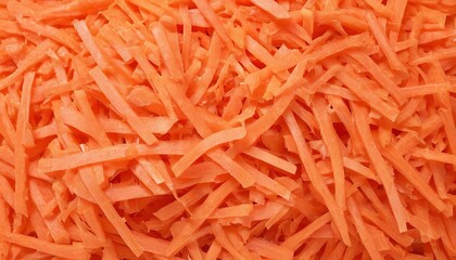 fresh shredded carrots isolated on white background