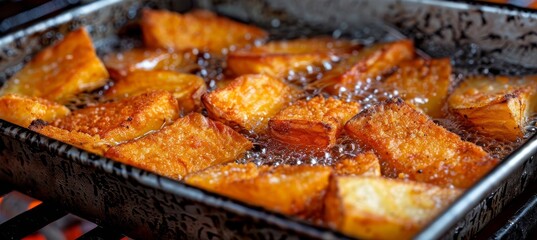 Golden potato chips deep fried to perfection, crispy and seasoned for a delightful snack
