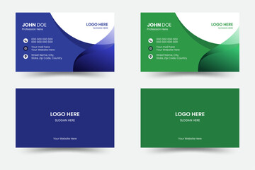 2 sets of Creative and Clean Business Card Templates. Abstract Business Card Layouts. Personal visiting cards with company logo. Vector illustration.	 - obrazy, fototapety, plakaty