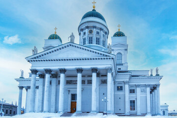 Helsinki Cathedral in winter. Finland - obrazy, fototapety, plakaty