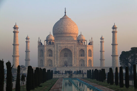 View of Taj Mahal at sunset, Agra, India