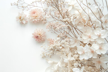 White Flowers Arrangement on White Surface
