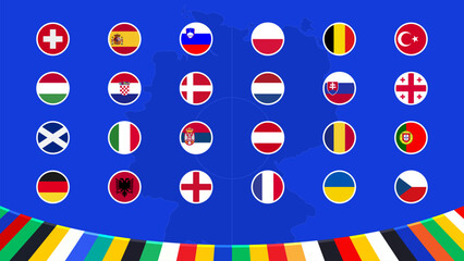 Plakaty  Flags of all teams from countries participating in the final draw of the football tournament in Germany 2024.