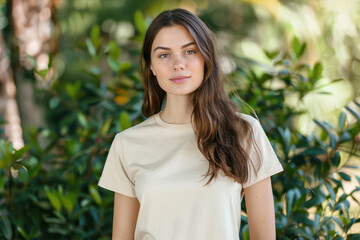 Fototapeta premium Woman Standing in Front of Bush