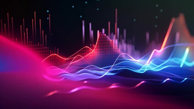 abstract background with glowing forex chart. 3d rendering toned image, A futuristic technology wave background, featuring digital data visualization, is presented as a, AI Generated