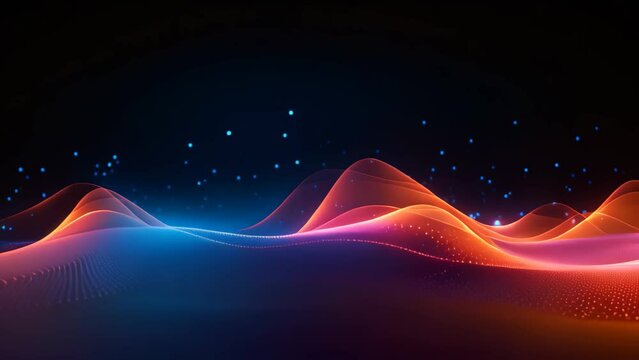abstract glowing waves on dark background, vector illustration eps10, A futuristic technology wave background, featuring digital data visualization, is presented as a graphic, AI Generated