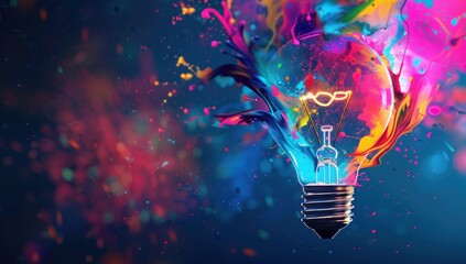 Colorful Creativity Bursting Light Bulb