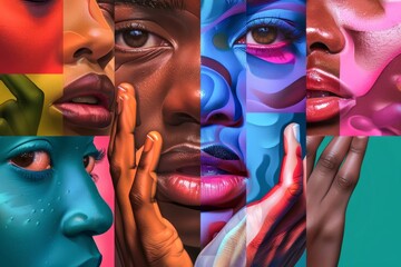 A colorful collage exploring the beauty of different skin tones and hand gestures