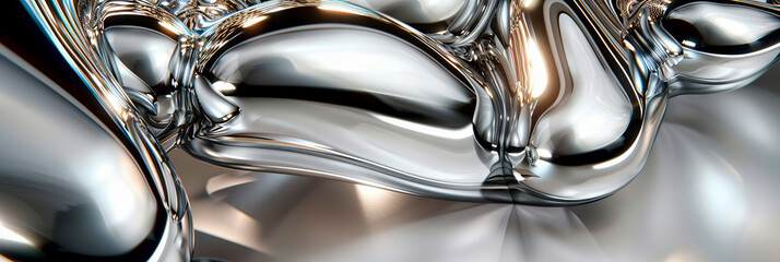 Abstract Metallic Design: Shiny Textures and Drops, Elegance in Silver and Blue