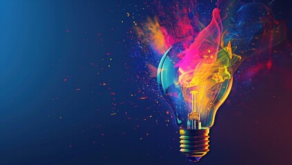 Exploding Colorful Lightbulb Concept