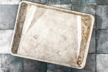 Overhead of wax paper on old baking sheet
