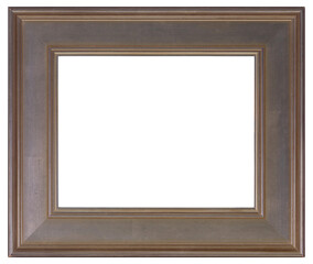 Wide varnished wooden picture frame in PNG format on a transparent background.